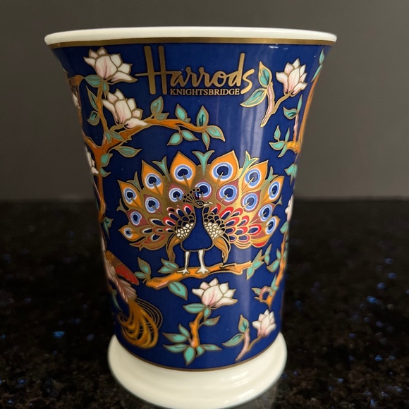 Harrods Other - Harrods Knightsbridge Vintage Fine Bone China Mug Blue with Peacock